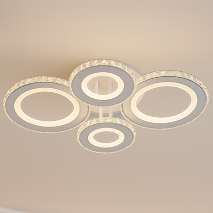 Lustra LED cu telecomanda si cristal NOVA ROTONDA RGB 82W, 4 Cercuri, lumina Rece/Calda/Neutra, Dimabila, Alb Lustre LED cu Telecomanda Default Title Alessandro Design