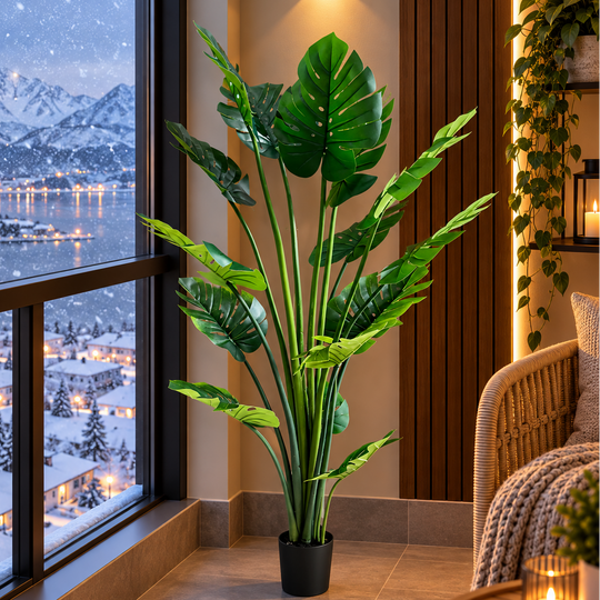 Monstera Deliciosa mesterséges növénytípus, gazdag levelekkel, 180 cm, zöld