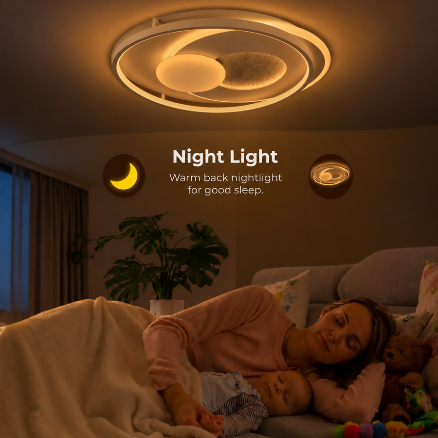LED-es csillár távirányítóval ISTARAVSHAN, Kerek forma, 86W, Hideg/Meleg/Semleges fény, Szabályozható, Fehér