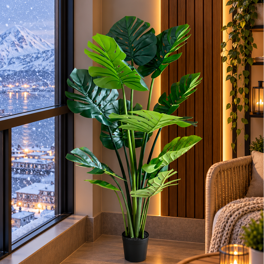 Monstera Deliciosa mesterséges növénytípus, gazdag levelekkel, 160 cm, zöld