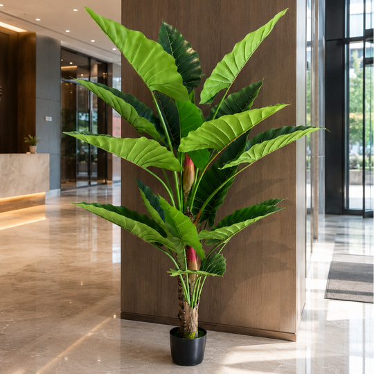 Mesterséges növénytípus alocasia, 2 szár, 190 cm, zöld