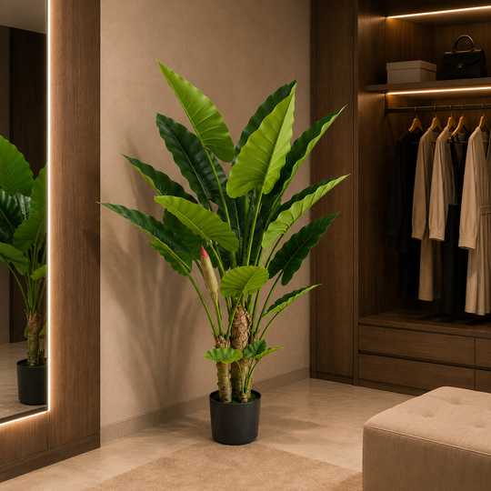 Mesterséges növénytípus alocasia, 3 szár, 160 cm, zöld