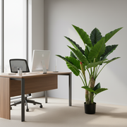 Decorațiune Alocasia, 3 tulpini, Plastic, 160 cm, Verde