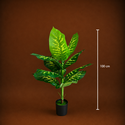Decorațiune Dieffenbachia, Plastic, 100 cm, Verde