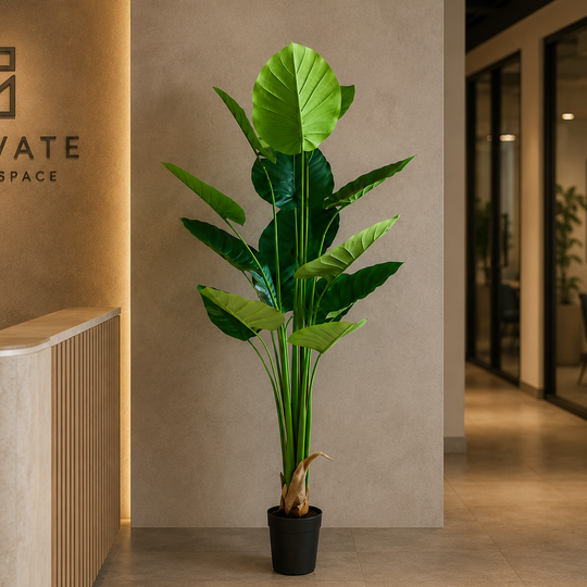 Strelitzia mesterséges növénytípus, 180 cm, 15 levél, zöld