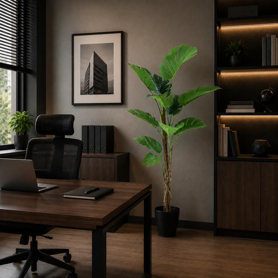 Decorațiune Monstera Deliciosa, 11 frunze, Plastic, 160 cm, Verde