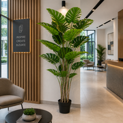 Decorațiune Monstera Deliciosa, 17 frunze, Plastic, 220 cm, Verde
