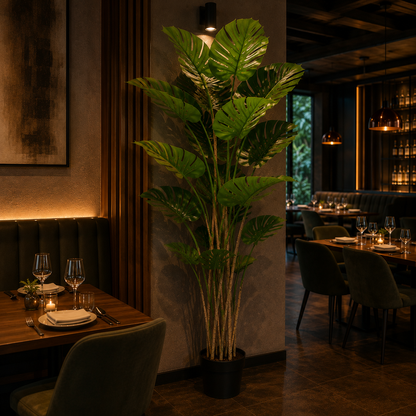 Decorațiune Monstera Deliciosa, 17 frunze, Plastic, 220 cm, Verde