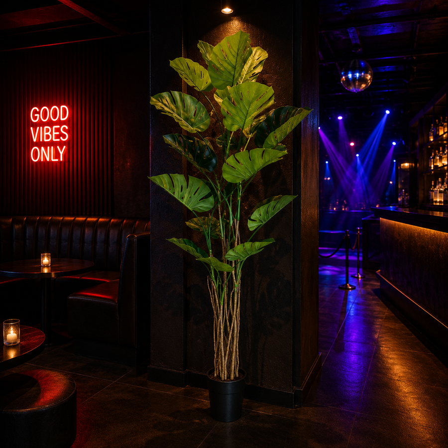 Decorațiune Monstera Deliciosa, 17 frunze, Plastic, 220 cm, Verde