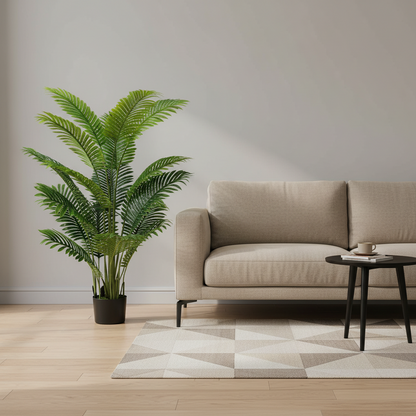 Decorațiune Palmier Areca, Plastic, 15 frunze, 150 cm, Verde