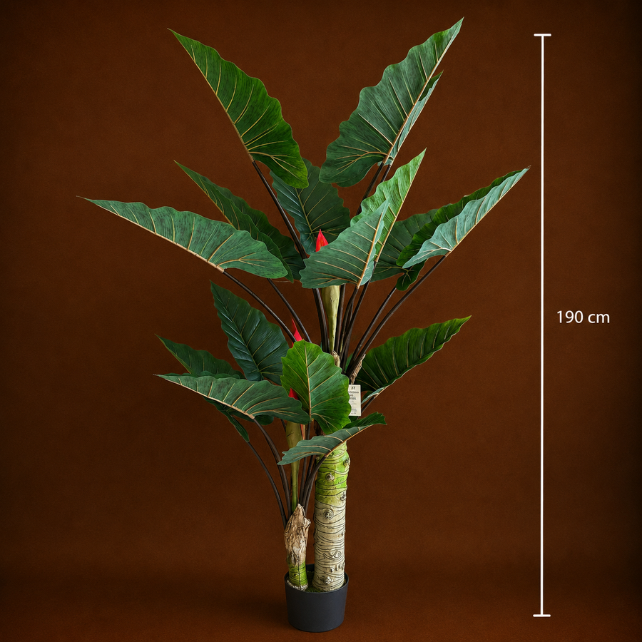 Decorațiune Strelitzia, 2 trunchiuri, Plastic, 190 cm, Verde