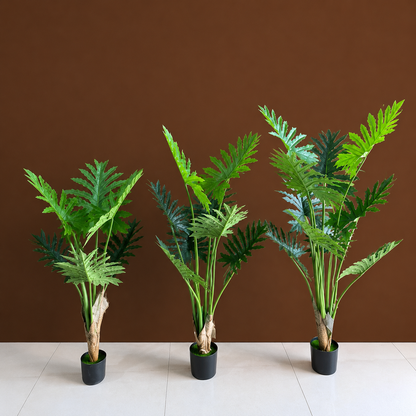 Decorațiune Thaumatophyllum Bipinnatifidum, 10 frunze, Plastic, 160 cm, Verde
