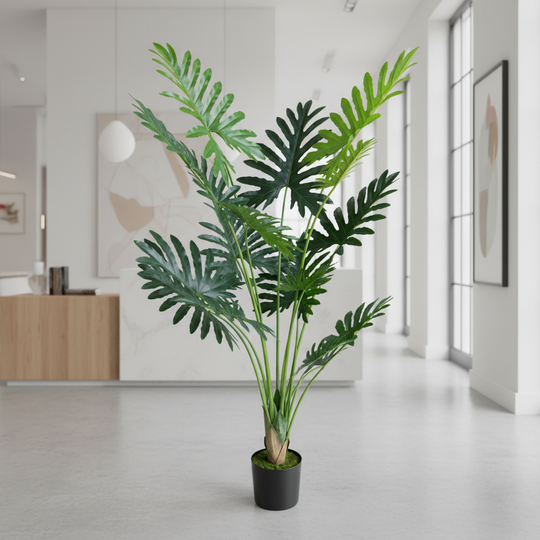 Philodendron típusú mesterséges növény, 10 levél, 160 cm, zöld