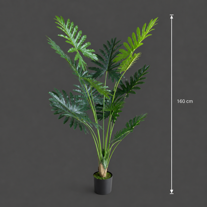 Decorațiune Thaumatophyllum Bipinnatifidum, 10 frunze, Plastic, 160 cm, Verde