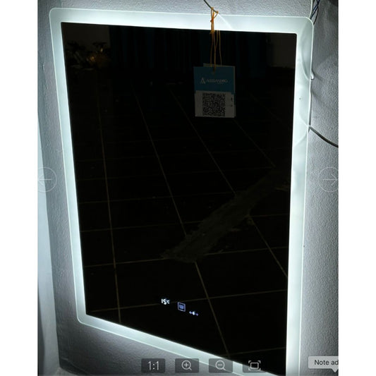 Téglalap alakú LED -tükör 50x70cm zampa érzékelő mozgásglow marcello óraszelékrendszer és dimálható hőmérő