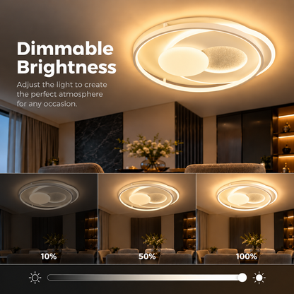 LED-es csillár távirányítóval ISTARAVSHAN, Kerek forma, 86W, Hideg/Meleg/Semleges fény, Szabályozható, Fehér
