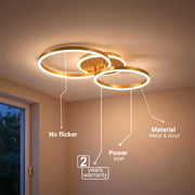 LED csillár távirányítóval RINOVA 66W, 2 kör, hideg/meleg/semleges fény, szabályozható, fényes arany