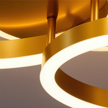 LED csillár távirányítóval RINOVA 66W, 2 kör, hideg/meleg/semleges fény, szabályozható, fényes arany