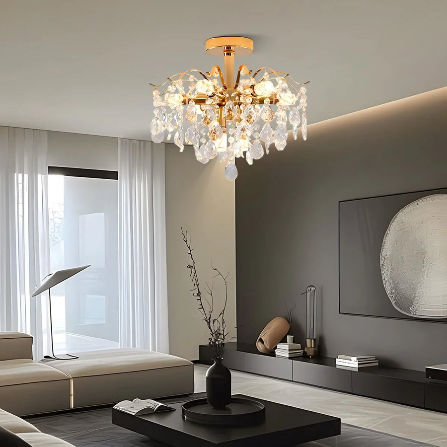 Fiamma kristálycsillár, 6x E14, átmérő 45 cm, arany, fém és kristály