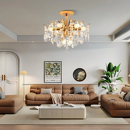 Fiamma kristálycsillár, 6x E14, átmérő 45 cm, arany, fém és kristály