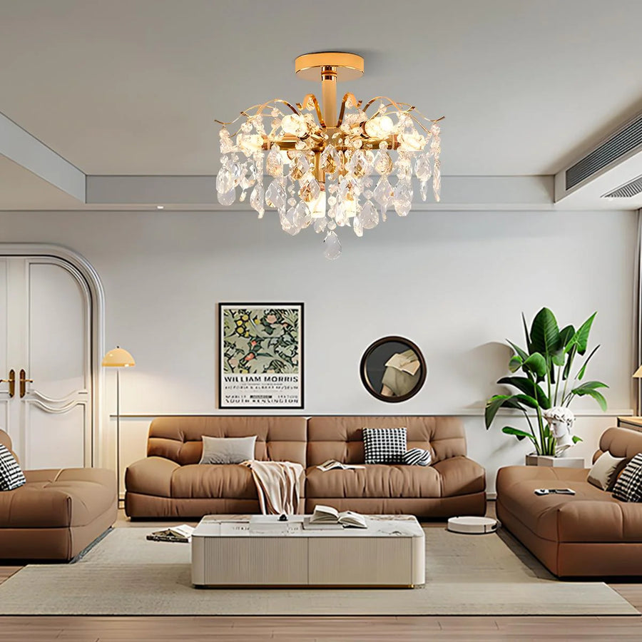 Fiamma kristálycsillár, 6x E14, átmérő 45 cm, arany, fém és kristály