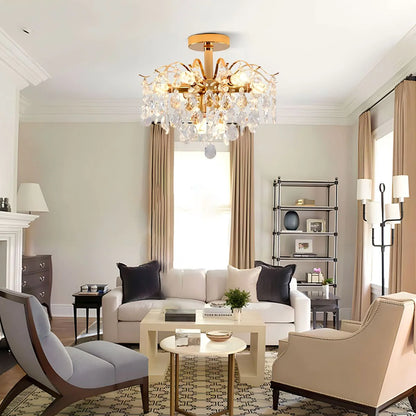 Fiamma kristálycsillár, 6x E14, átmérő 45 cm, arany, fém és kristály