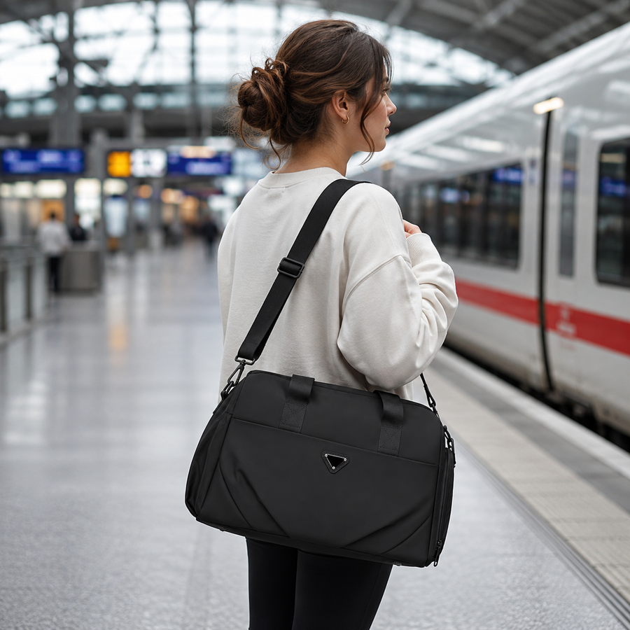 SHYMKENT utazótáska, 46x22x28 cm, Oxford, fekete