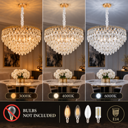 ERDENET Eleganza kristálycsillár, 9xE14, átmérő 50 cm, fém és kristály, fényes arany, állítható magasságú
