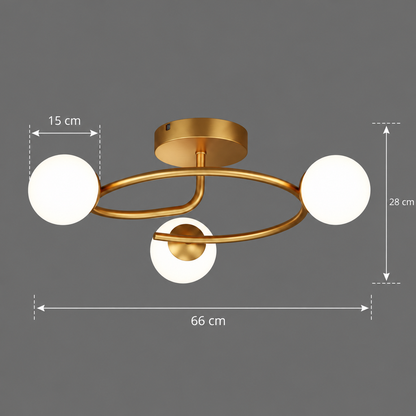 LED és kristály csillár ORBIT, 66cm, 3xE27, Globes, Gold