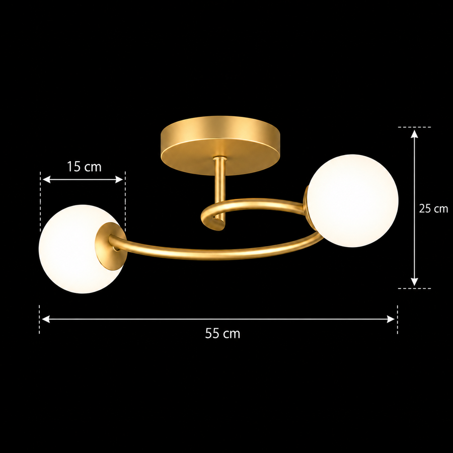 LED és kristály csillár ORBIT, 55cm, 2xE27, Globes, Gold