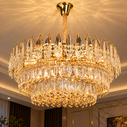 MAJESTIC Magno kristálycsillár 15x E14, átmérő 60 cm, fényes arany, állítható magasság