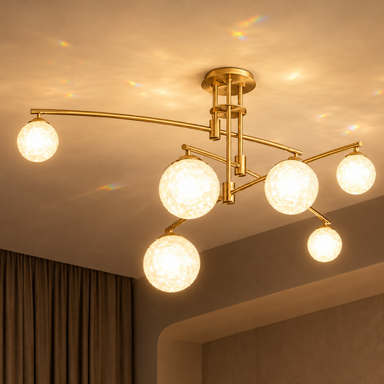 Csillár kerek ernyővel, PENTHOUSE kupola, 6x G9, arany, fém