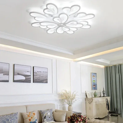LED csillár távirányítóval BLOSSOM 146W, 12 szirom, hideg/meleg/semleges fény 3000k/4000k/6000k, szabályozható, fehér