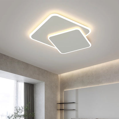LED -csillár távirányítóval fasz fény 98W, 2 négyzet, hideg/forró/semleges fény, instabil, fehér