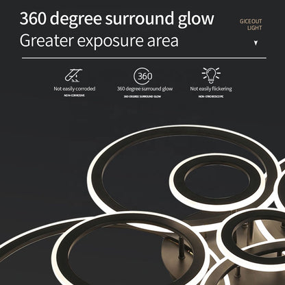 LED -csillár Betty 41W távirányítóval, 3 kör, hideg/forró/semleges fény, instabil, fekete