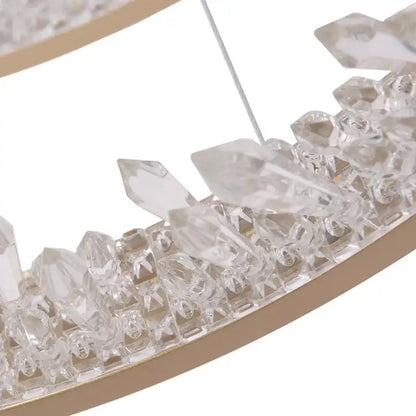 LED -csillár, távirányítóval, K9 kristályokkal, 110W, 2 kör, hideg/forró/semleges fény, instabil, fényes arany, állítható magasság
