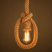 Vintage csillár LV103/130, 1xE27, rusztikus, húr és fém, 130 cm, fekete tartó