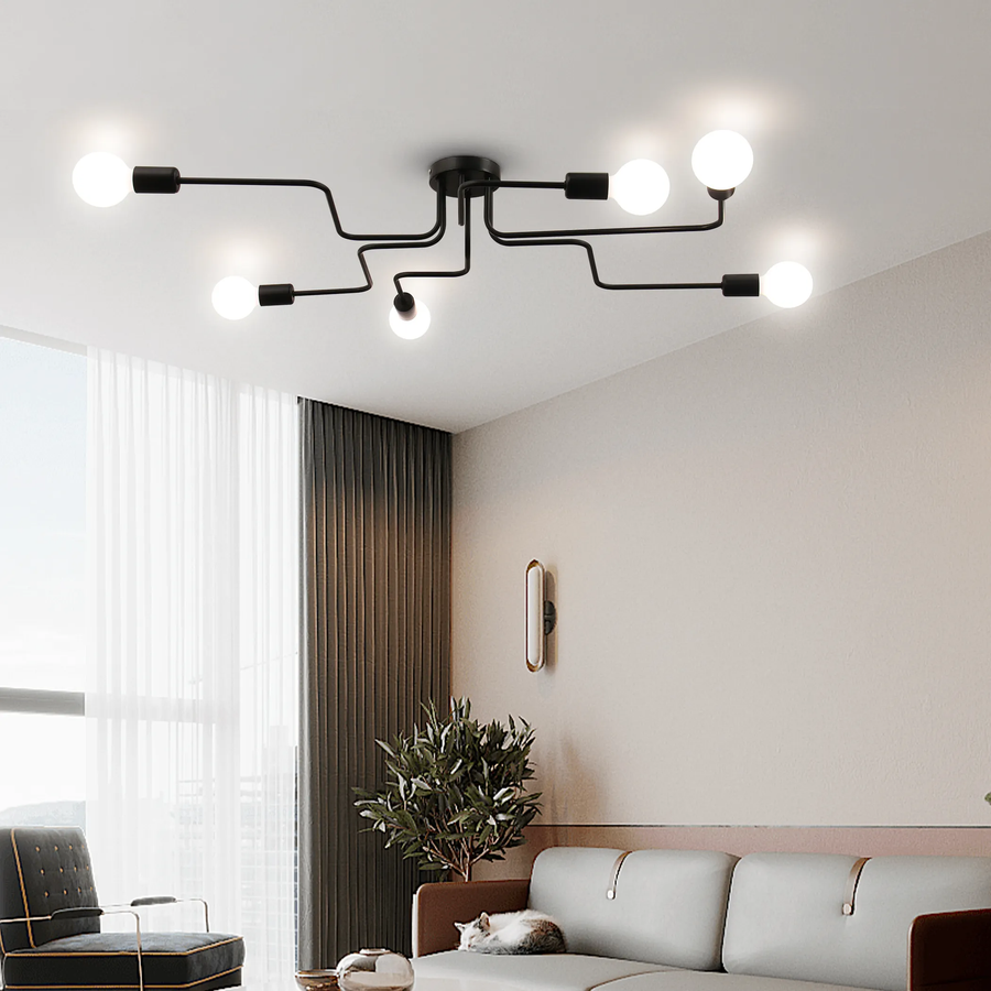 Modernista csillár Hexa 6, 6x E27, Fekete, Modern Design