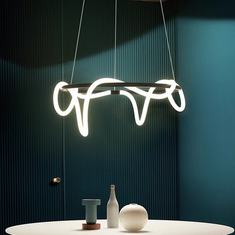 Felfüggesztett Lustra LED akril celesti 91W távirányítóval, Davile, 60 cm átmérőjű, 3000k/4000K/6000K, fekete