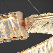 LED -csillár, amelyet távirányítóval és Crystal Prism Royal 200W -vel felfüggesztettek, 2 kör, hideg/forró/semleges fény, százszorszép, arany, állítható magasság