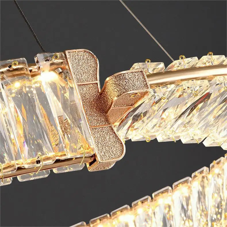 LED -csillár, amelyet távirányítóval és Crystal Prism Royal 200W -vel felfüggesztettek, 2 kör, hideg/forró/semleges fény, százszorszép, arany, állítható magasság