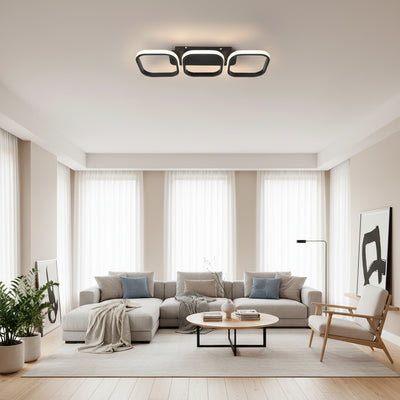 LED csillár VERTEX 34W, 3 négyzet, lineáris, hideg/meleg/semleges fény, fekete