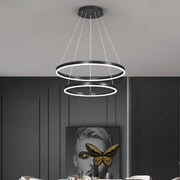 LED -csillár 69W -os CASIAN távirányítóval, 2 kör, hideg/forró/semleges fény, instabil, fekete, állítható magassággal felfüggesztette
