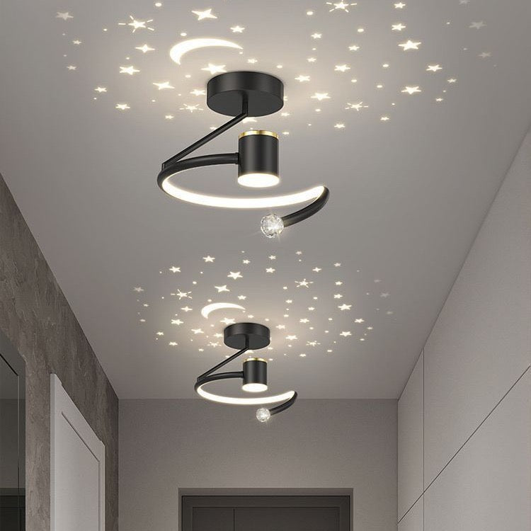 LED -csillár, 34W, 24 cm átmérőjű, hideg/forró/semleges fény, fekete