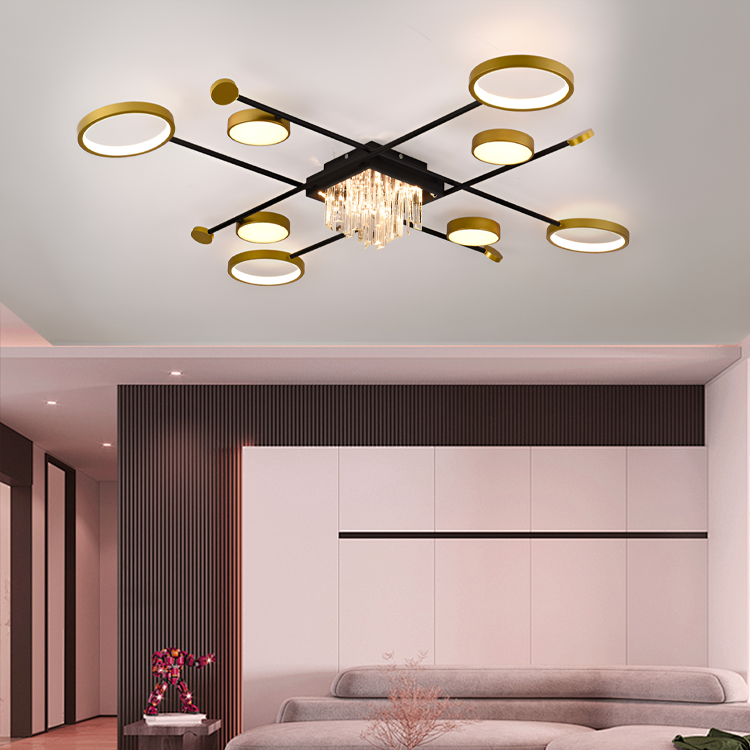 LED -csillár távirányítóval, Ramo, 46W, fekete arany