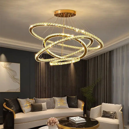 LULUS LED PRISM LUMINIS, CRYSTAL ÉS MÉG, 210W, 4 CIRCLES, DIMILE, állítható magasság, hideg/forró/semleges fény, fényűző világítás