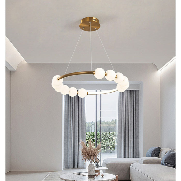 Felfüggesztett Lustra LED Acril Nova 57W távirányítóval, Beotal, 3000K/4000K/6000K, arany, fém és akril