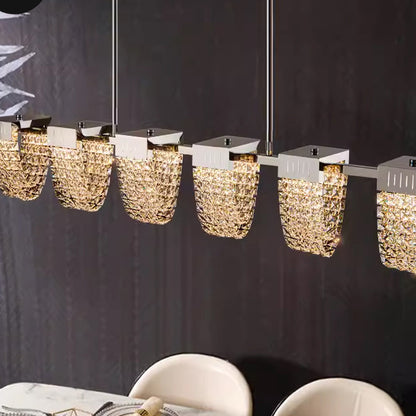 LED csillár LLC130/1CH, kristály és fém, 31 W, 1 kör, szabályozható, állítható magasságú, hideg/meleg/semleges fény, luxus világítás