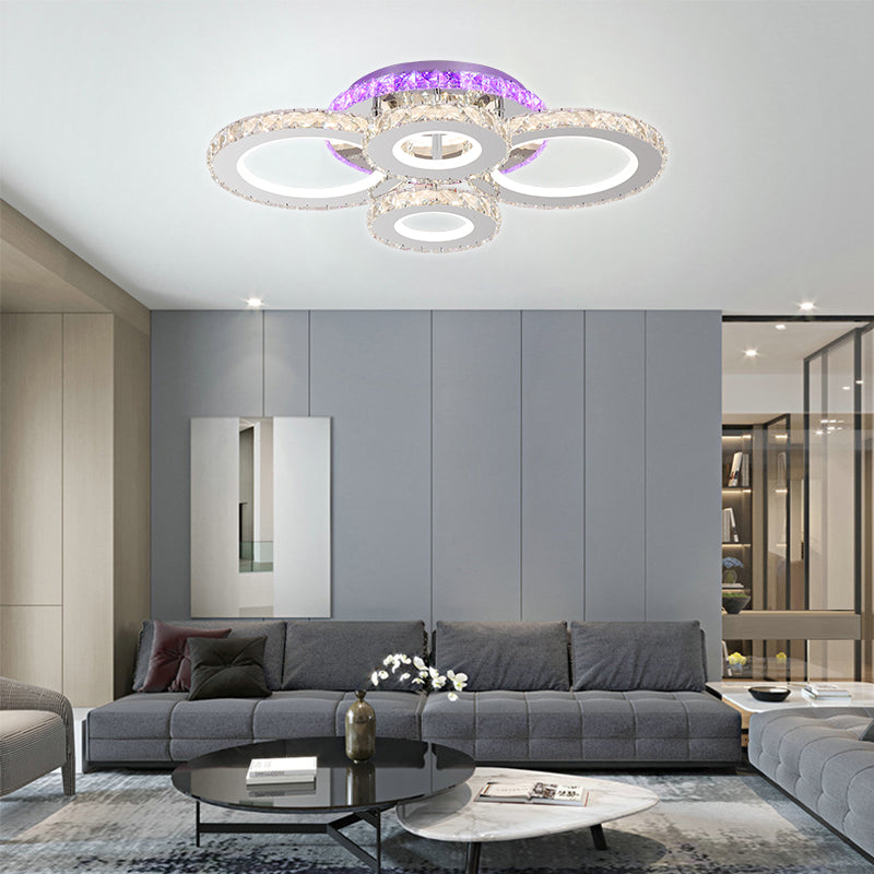 LED -csillár távirányítóval és Crystal Nova RGB 72W, 4 kör, hideg/forró/semleges fény