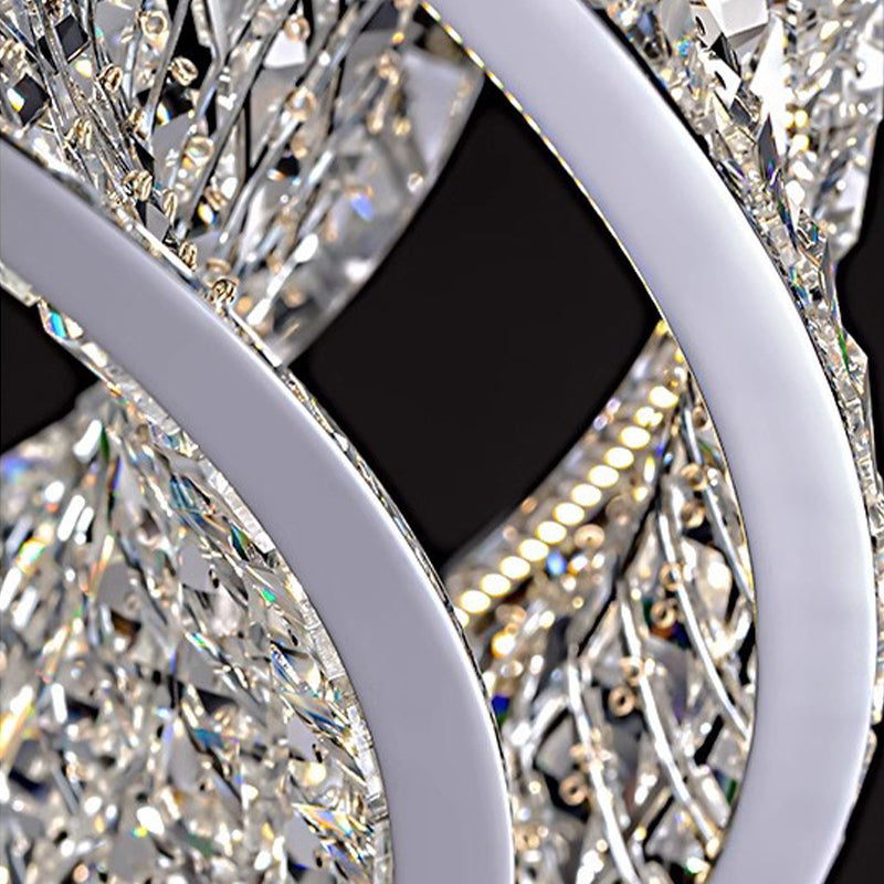 LED csillár LLC130/1CH, kristály és fém, 31 W, 1 kör, szabályozható, állítható magasságú, hideg/meleg/semleges fény, luxus világítás